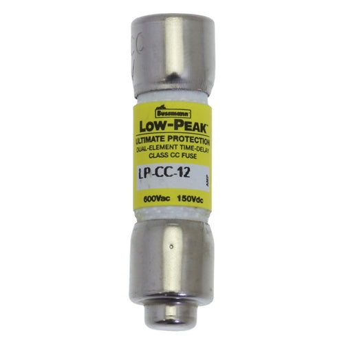Bussmann LP-CC-12 Fuse 12 Amp 600VAC/150VDC Class CC Low Peak Time-Delay (0.41" x 1-1/2") 12A 12AMP