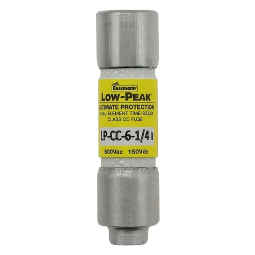 Bussmann LP-CC-6-1/4 Fuse 6-1/4 Amp 600VAC/150VDC Class CC Low Peak Time-Delay (0.41" x 1-1/2") 6.25A 6.25AMP