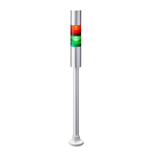 Patlite LR4-202PJBU-RG 40mm 2-Tier Signal Tower, 24V DC, Pole Mount with Circular Bracket and Cable, Flashing/Buzzer, Silver