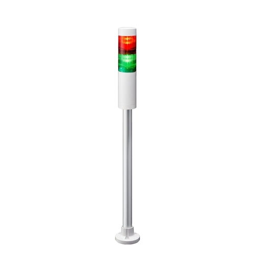 Patlite LR4-202PJNW-RG 40mm 2-Tier Signal Tower, 24V DC, Pole Mount with Circular Bracket and Cable, No Flashing/Buzzer, Off-White