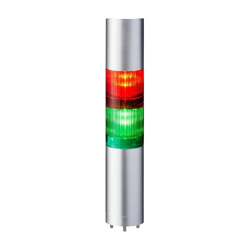 Patlite LR4-202WJBU-RG 40mm 2-Tier Signal Tower, 24V DC, Direct Mount with Cable, Flashing/Buzzer, Silver
