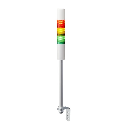 Patlite LR4-302LJBW-RYG 40mm 3-Tier Signal Tower, 24V DC, Pole Mount with L Bracket and Cable, Flashing/Buzzer, Off-White