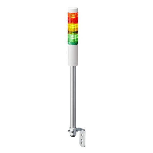 Patlite LR4-302LJNW-RYG 40mm 3-Tier Signal Tower, 24V DC, Pole Mount with L Bracket and Cable, No Flashing/Buzzer, Off-White