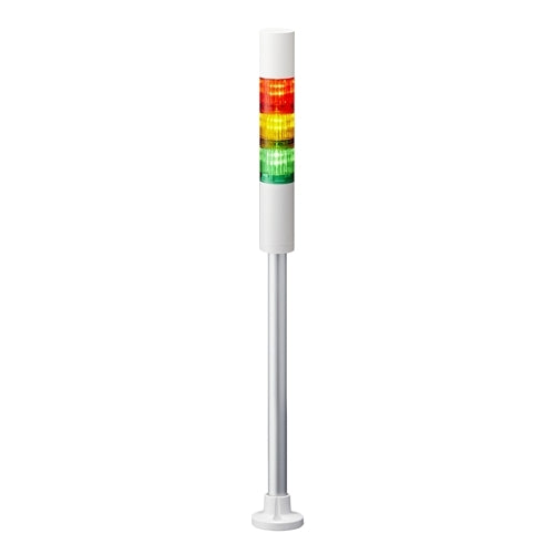 Patlite LR4-302PJBW-RYG 40mm 3-Tier Signal Tower, 24V DC, Pole Mount with Circular Bracket and Cable, Flashing/Buzzer, Off-White