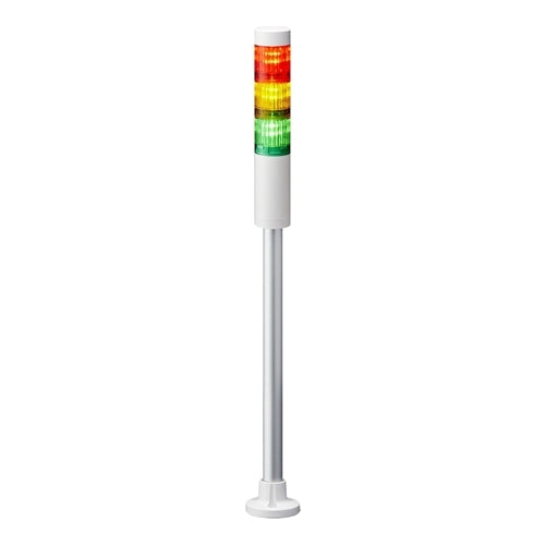 Patlite LR4-302PJNW-RYG 40mm 3-Tier Signal Tower, 24V DC, Pole Mount with Circular Bracket and Cable, No Flashing/Buzzer, Off-White