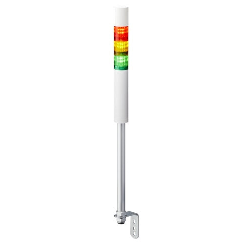 Patlite LR4-3M2LJBW-RYG 40mm 3-Tier Signal Tower, 100-240V AC, Pole Mount with L Bracket and Cable, Flashing/Buzzer, Off-White