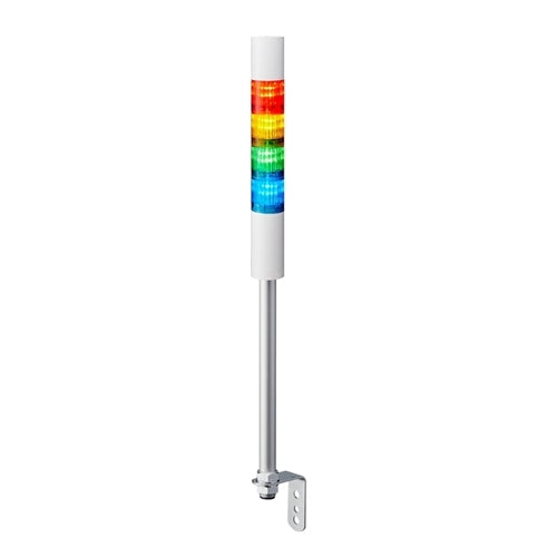 Patlite LR4-402LJBW-RYGB 40mm 4-Tier Signal Tower, 24V DC, Pole Mount with L Bracket and Cable, Flashing/Buzzer, Off-White