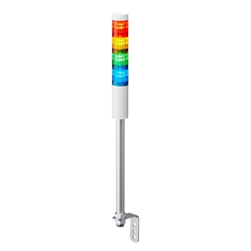 Patlite LR4-402LJNW-RYGB 40mm 4-Tier Signal Tower, 24V DC, Pole Mount with L Bracket and Cable, No Flashing/Buzzer, Off-White