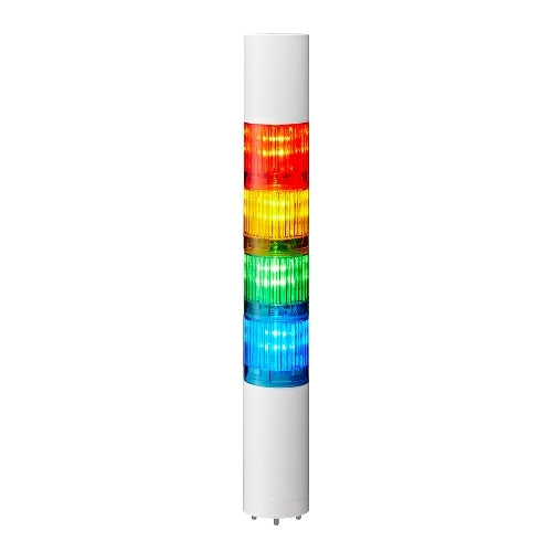 Patlite LR4-402WJBW-RYGB 40mm 4-Tier Signal Tower, 24V DC, Direct Mount with Cable, Flashing/Buzzer, Off-White