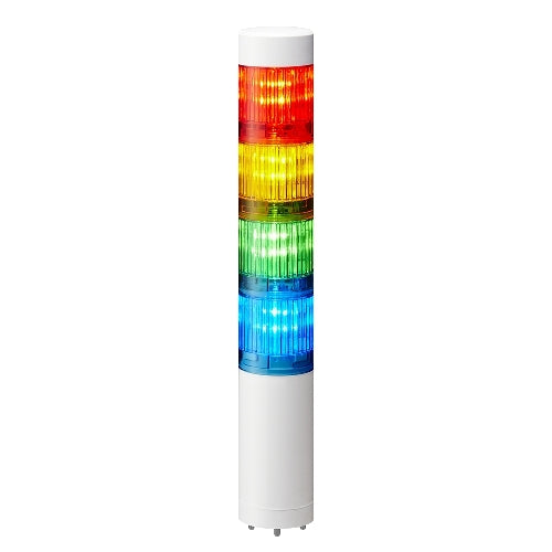 Patlite LR4-402WJNW-RYGB 40mm 4-Tier Signal Tower, 24V DC, Direct Mount with Cable, No Flashing/Buzzer, Off-White