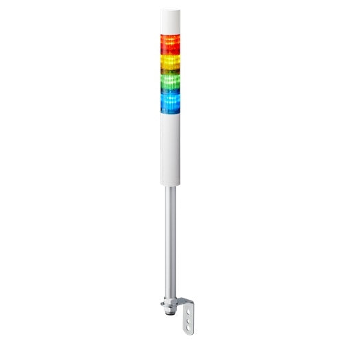 Patlite LR4-4M2LJBW-RYGB 40mm, 4-Tier Signal Tower, 100-240V AC, Pole Mount with L Bracket and Cable, Flashing/Buzzer, Off-White