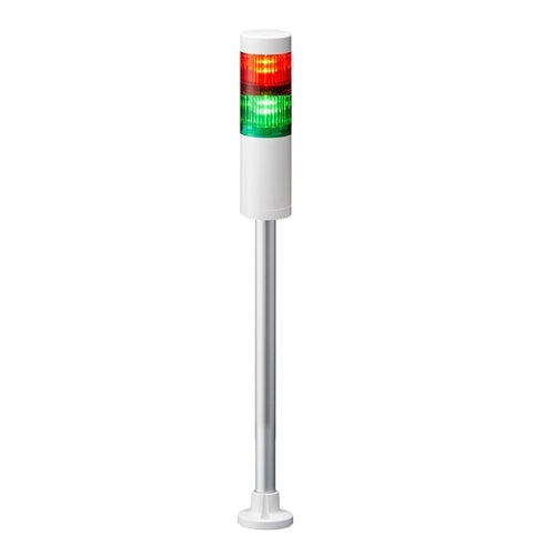 Patlite LR5-201PJNW-RG 50mm 2-Tier Signal Tower, 12V DC, Pole Mount with Circular Bracket and Cable, No Flashing/Buzzer, Off-White