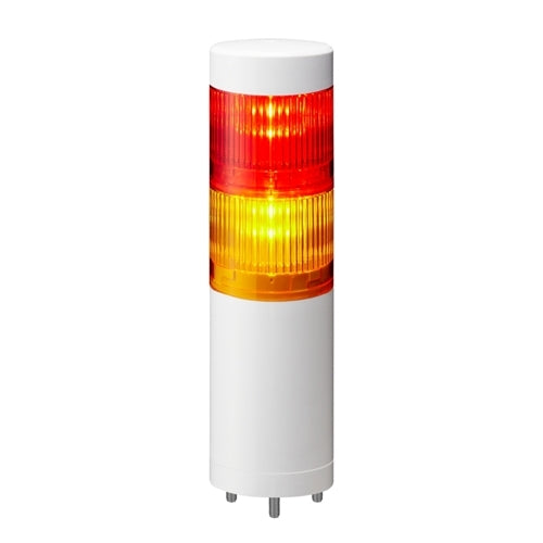 Patlite LR5-201WJNW-RY 50mm 2-Tier Signal Tower, 12V DC, Direct Mount with Cable, No Flashing/Buzzer, Off-White