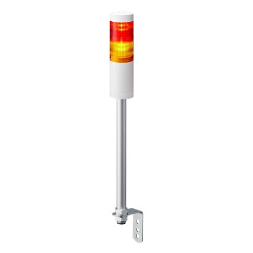 Patlite LR5-202LJNW-RY 50mm 2-Tier Signal Tower, 24V DC, Pole Mount with L Bracket and Cable, No Flashing/Buzzer, Off-White