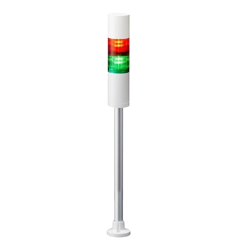 Patlite LR5-202PJBW-RG 50mm 2-Tier Signal Tower, 24V DC, Pole Mount with Circular Bracket and Cable, Flashing/Buzzer, Off-White
