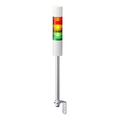 Patlite LR5-301LJBW-RYG 50mm 3-Tier Signal Tower, 12V DC, Pole Mount with L Bracket and Cable, Flashing/Buzzer, Off-White