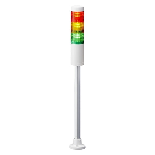 Patlite LR5-301PJNW-RYG 50mm 3-Tier Signal Tower, 12V DC, Pole Mount with Circular Bracket and Cable, No Flashing/Buzzer, Off-White