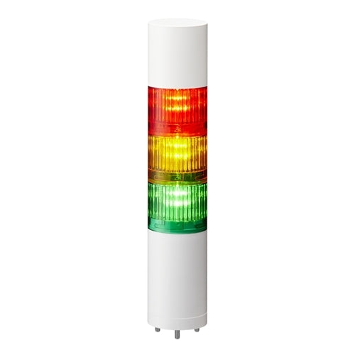 Patlite LR5-301WJBW-RYG 50mm 3-Tier Signal Tower, 12V DC, Direct Mount with Cable, Flashing/Buzzer, Off-White