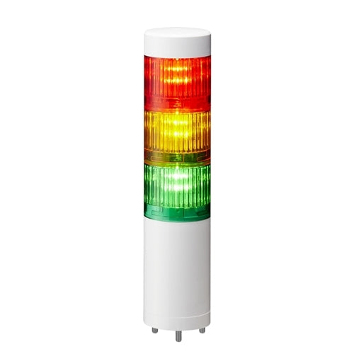Patlite LR5-301WJNW-RYG 50mm 3-Tier Signal Tower, 12V DC, Direct Mount with Cable, No Flashing/Buzzer, Off-White