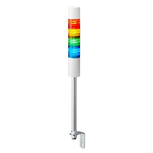 Patlite LR5-402LJBW-RYGB 50mm 4-Tier Signal Tower, 24V DC, Pole Mount with L Bracket and Cable, Flashing/Buzzer, Off-White