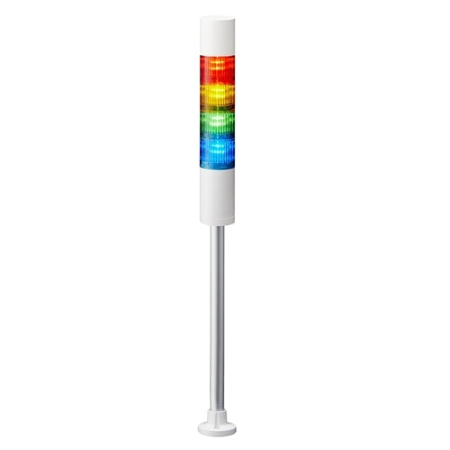 Patlite LR5-402PJBW-RYGB 50mm 4-Tier Signal Tower, 24V DC, Pole Mount with Circular Bracket and Cable, Flashing/Buzzer, Off-White