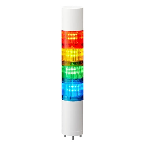 Patlite LR5-402WJBW-RYGB 50mm 4-Tier Signal Tower, 24V DC, Direct Mount with Cable, Flashing/Buzzer, Off-White