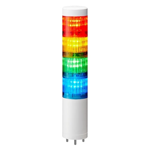 Patlite LR5-402WJNW-RYGB 50mm 4-Tier Signal Tower, 24V DC, Direct Mount with Cable, No Flashing/Buzzer, Off-White
