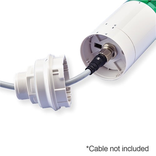 Patlite LR6-02WCNW 60mm, Signal Tower with 8-Pin M12 Connector, Multi-Mount: 30mm Panel or 1/2" NPT, Body Only, 24V DC