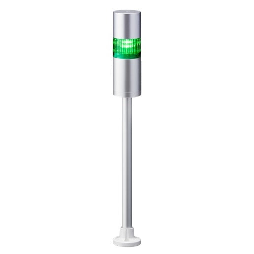 Patlite LR6-102PJBU-G 60mm 1-Tier Signal Tower, 24V DC, Pole Mount with Circular Bracket and Cable, Flashing/Buzzer, Silver