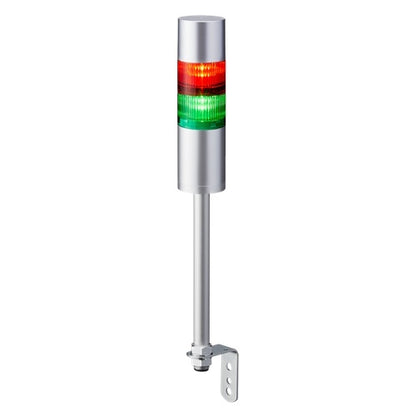 Patlite LR6-202LJBU-RG 60mm 2-Tier Signal Tower, 24V DC, Pole Mount with L Bracket and Cable, Flashing/Buzzer, Silver