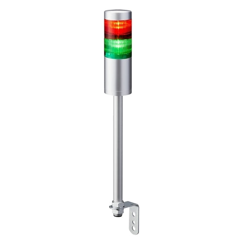 Patlite LR6-202LJNU-RG 60mm, 2-Tier Signal Tower, 24V DC, Pole Mount with L Bracket and Cable, Silver
