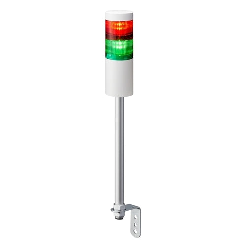 Patlite LR6-202LJNW-RG 60mm 2-Tier Signal Tower, 24V DC, Pole Mount with L Bracket and Cable, No Flashing/Buzzer, Off-White
