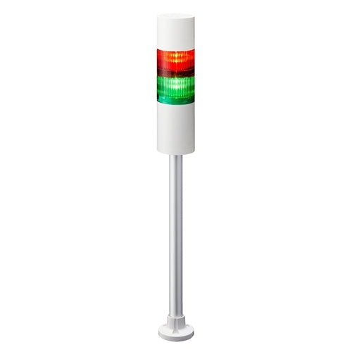 Patlite LR6-202PJBW-RG 60mm 2-Tier Signal Tower, 24V DC, Pole Mount with Circular Bracket and Cable, Flashing/Buzzer, Off-White