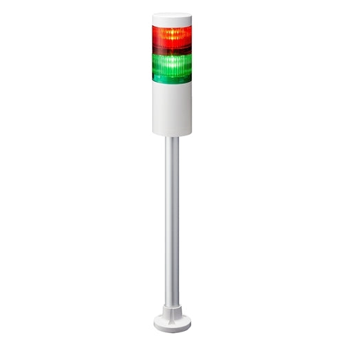 Patlite LR6-202PJNW-RG 60mm 2-Tier Signal Tower, 24V DC, Pole Mount with Circular Bracket and Cable, No Flashing/Buzzer, Off-White