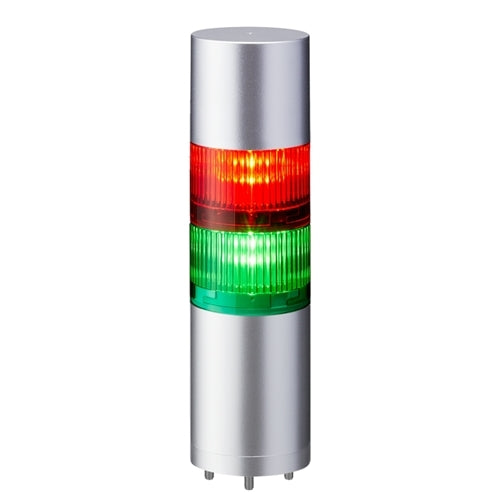 Patlite LR6-202WJBU-RG 60mm 2-Tier Signal Tower, 24V DC, Direct Mount with Cable, Flashing/Buzzer, Silver