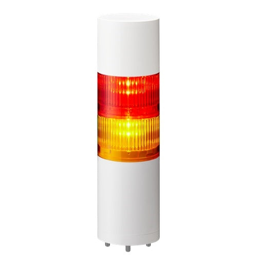 Patlite LR6-202WJBW-RY 60mm 2-Tier Signal Tower, 24V DC, Direct Mount with Cable, Flashing/Buzzer, Off-White