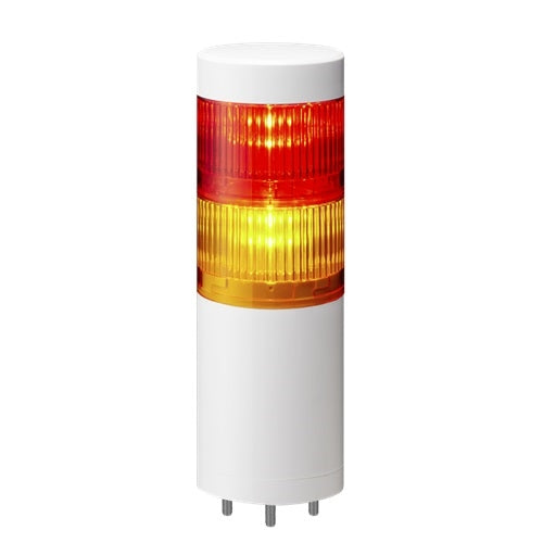 Patlite LR6-202WJNW-RY 60mm 2-Tier Signal Tower, 24V DC, Direct Mount/Cable, No Flashing/Buzzer, Off-White