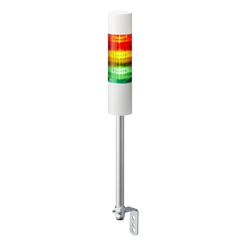 Patlite LR6-302LJBW-RYG 60mm 3-Tier Signal Tower, 24V DC, Pole Mount with L Bracket and Cable, Flashing/Buzzer, Off-White