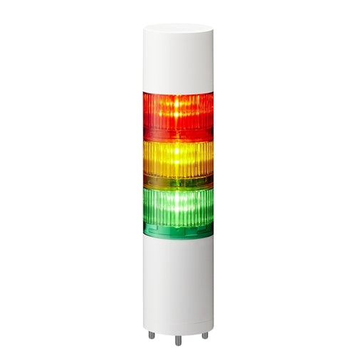 Patlite LR6-302WJBW-RYG 60mm 3-Tier Signal Tower, 24V DC, Direct Mount with Cable, Flashing/Buzzer, Off-White