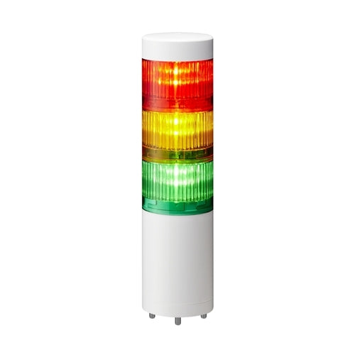 Patlite LR6-302WJNW-RYG 60mm 3-Tier Signal Tower, 24V DC, Direct Mount with Cable, No Flashing/Buzzer, Off-White