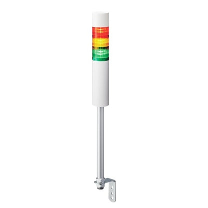 Patlite LR6-3M2LJBW-RYG 60mm 3-Tier Signal Tower, 100-240V AC, Pole Mount with L Bracket and Cable, Flashing/Buzzer, Off-White