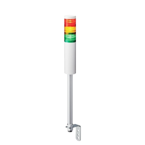 Patlite LR6-3M2LJNW-RYG 60mm 3-Tier Signal Tower, 100-240V AC, Pole Mount with L Bracket and Cable, No Flashing/Buzzer, Off-White