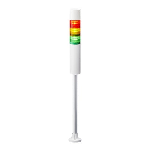 Patlite LR6-3M2PJBW-RYG 60mm 3-Tier Signal Tower, 100-240V AC, Pole Mount with Circular Bracket and Cable, Flashing/Buzzer, Off-White