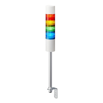 Patlite LR6-402LJBW-RYGB 60mm 4-Tier Signal Tower, 24V DC, Pole Mount with L Bracket and Cable, Flashing/Buzzer, Off-White