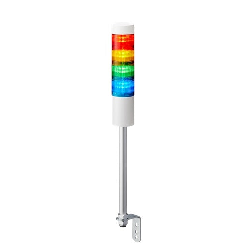 Patlite LR6-402LJNW-RYGB 60mm, 4-Tier Signal Tower, 24V DC, Pole Mount with L Bracket and Cable, No Flashing/Buzzer, Off-White
