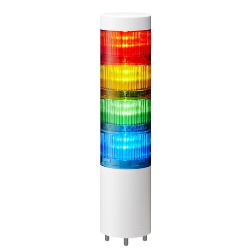 Patlite LR6-402WJNW-RYGB 60mm 4-Tier Signal Tower, 24V DC, Direct Mount with Cable, No Flashing/Buzzer, Off-White