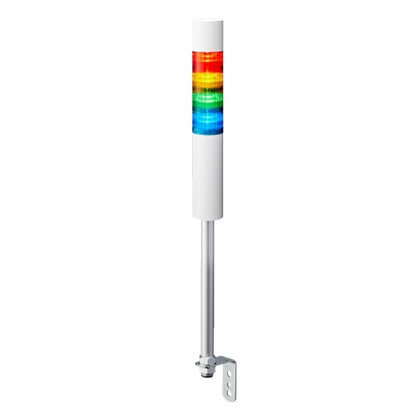 Patlite LR6-4M2LJBW-RYGB 60mm 4-Tier Signal Tower, 100-240V AC, Pole Mount with L Bracket and Cable, Flashing/Buzzer, Off-White
