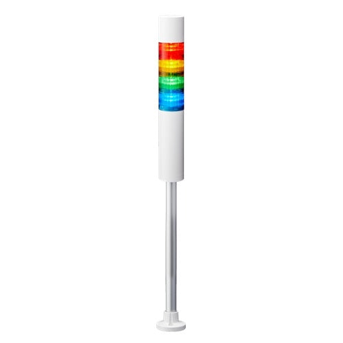 Patlite LR6-4M2PJBW-RYGB 60mm 4-Tier Signal Tower, 100-240V AC, Pole Mount with Circular Bracket and Cable, Flashing/Buzzer, Off-White