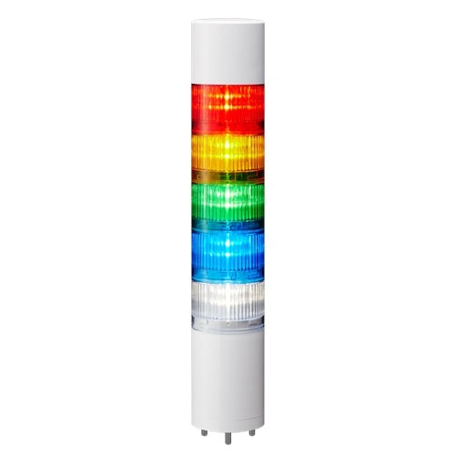 Patlite LR6-502WJBW-RYGBC 60mm 5-Tier Signal Tower, 24V DC, Direct Mount with Cable, Flashing/Buzzer, Off-White