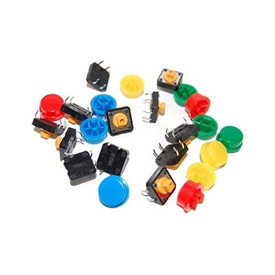 Osepp LS-00001 Tactile Push Button with Cap, Assorted Colours 12/Pack, Arduino